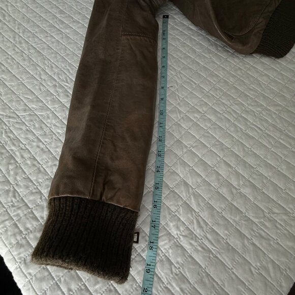 K&C Men's Limited Edition Premium Genuine Leather Bomber Jacket in brown, Size L - Picture 8 of 11